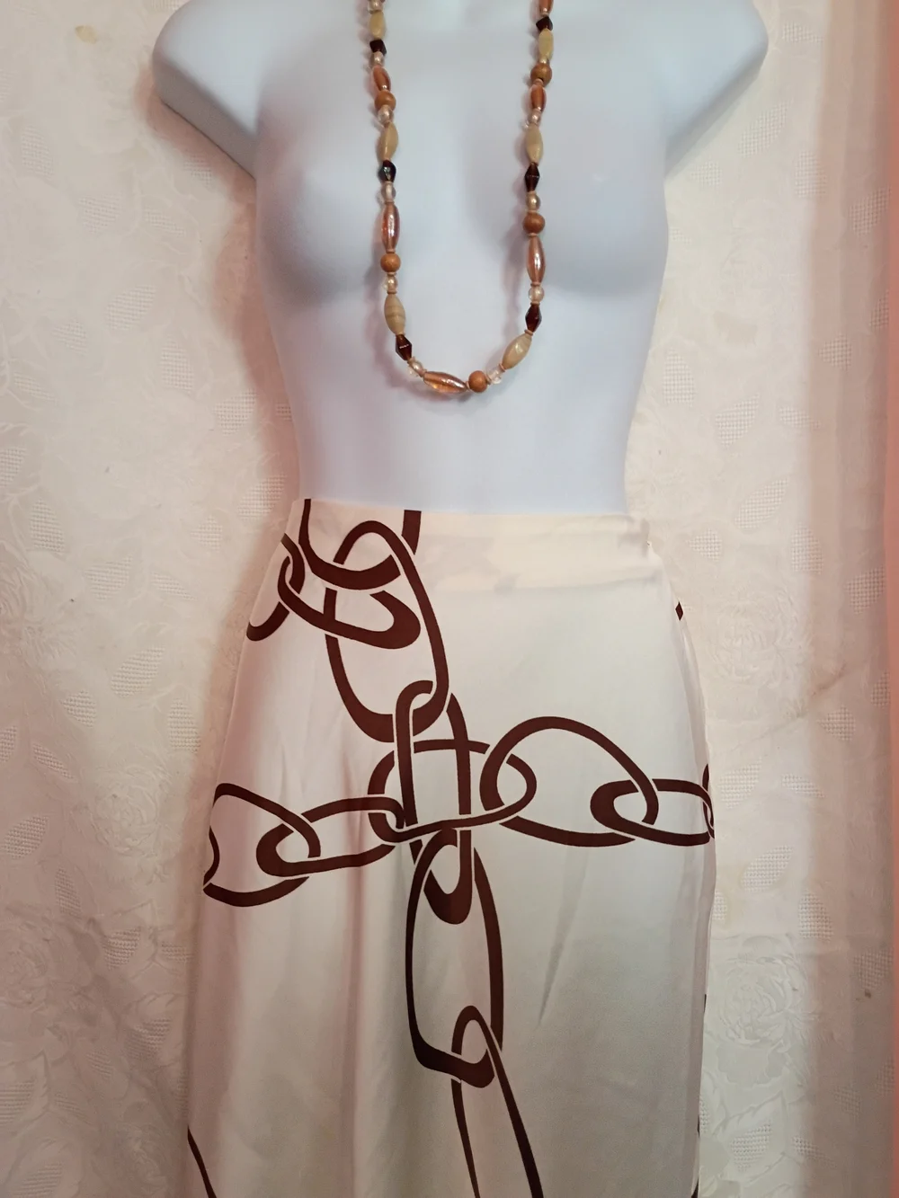 🛍️ BUNDLE ONLY🛍️Worthington Cream Maxi Skirt with Brown Chain Print